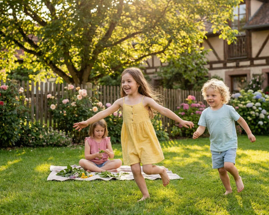 Spielen im Garten mit Kindern