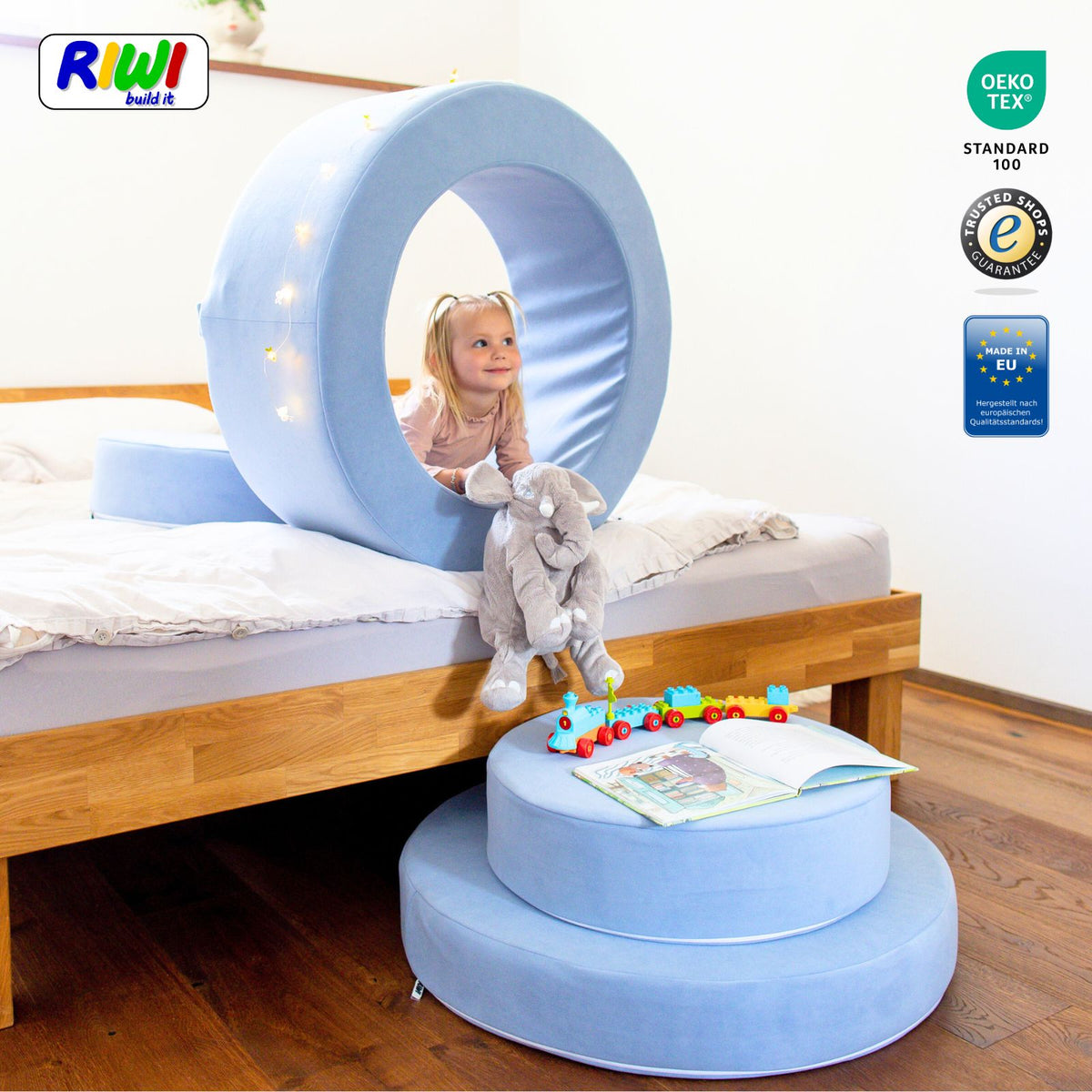 RIWI® Loop - modularer Spielhocker - Hellblau - Premium 202-27
