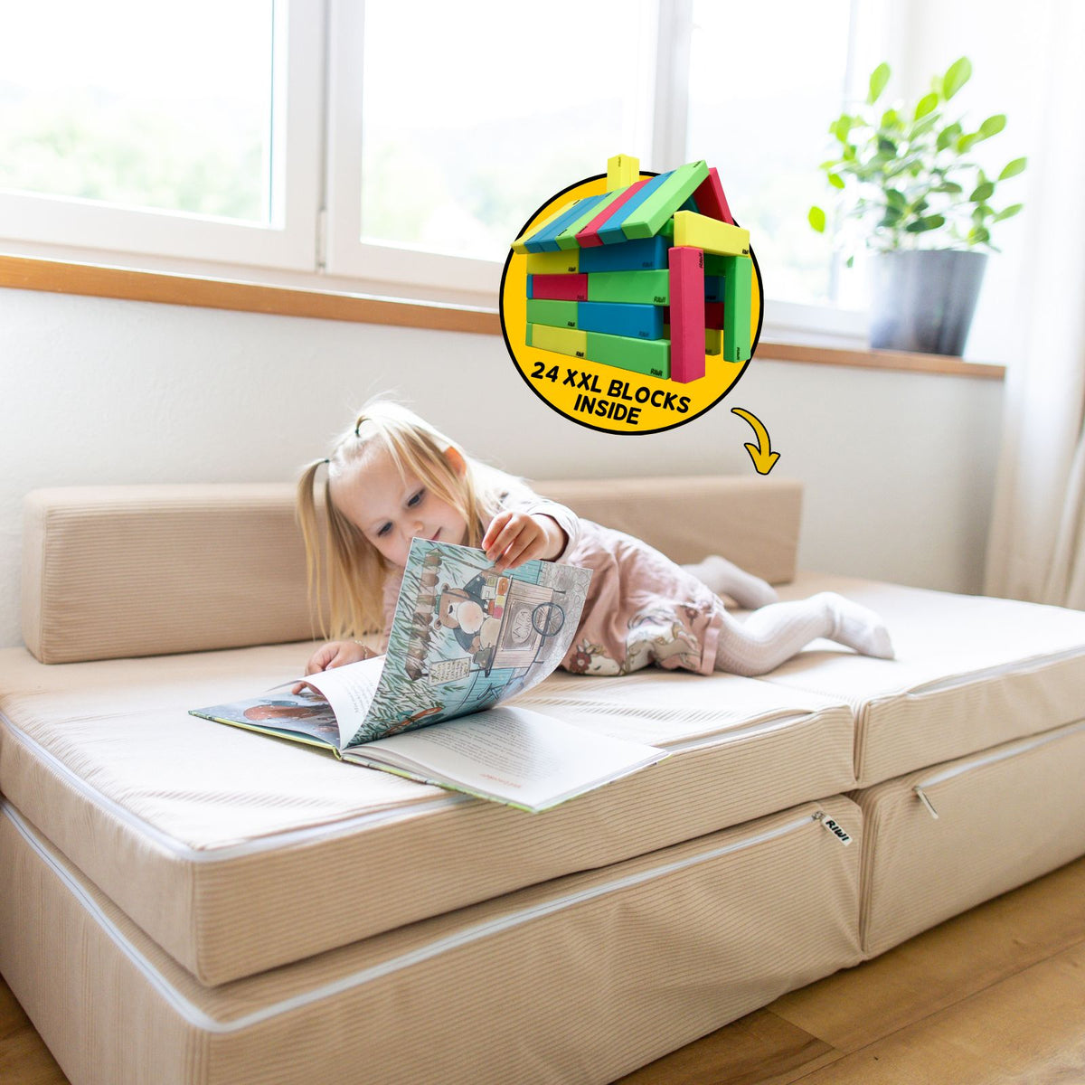 RIWI® 2-in-1 Spielsofa & Aufbewahrungs-Set