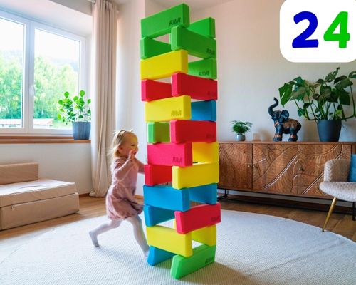 Højt tårn af 24 RIWI® mini klodser