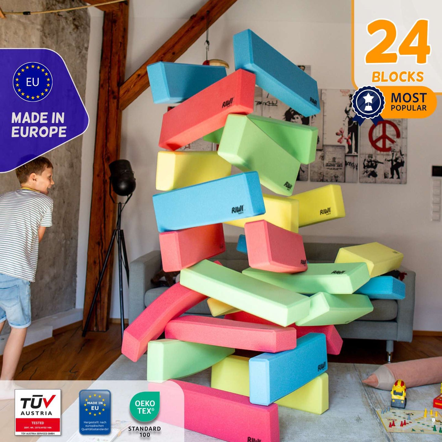 24 RIWI Bausteine hergestellt in Europa