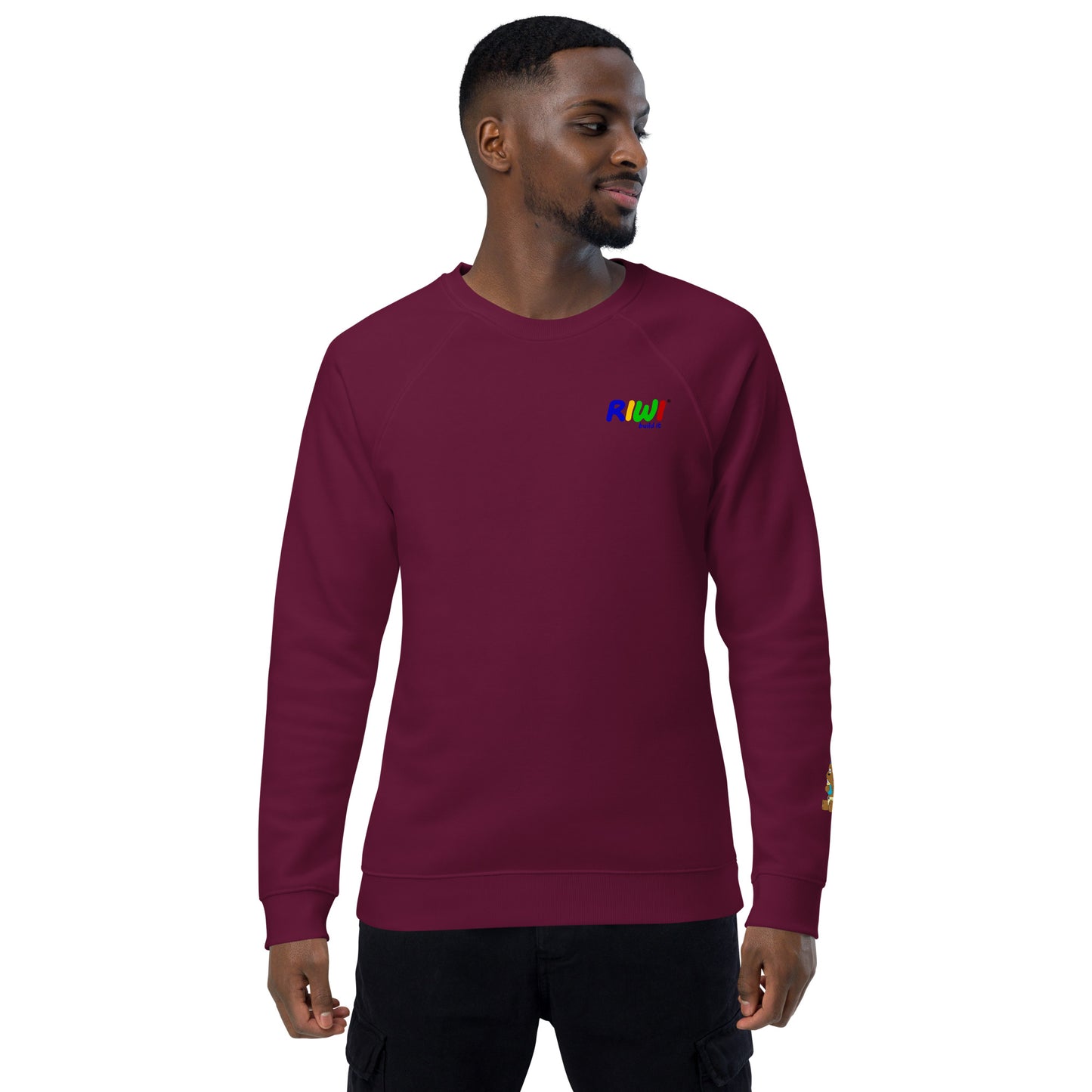 RIWI® unisex organic raglan sweater for adults